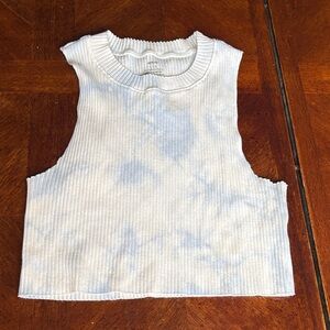 Aerie Ribbed Tie-Dye Crop Tank Top - Light Blue